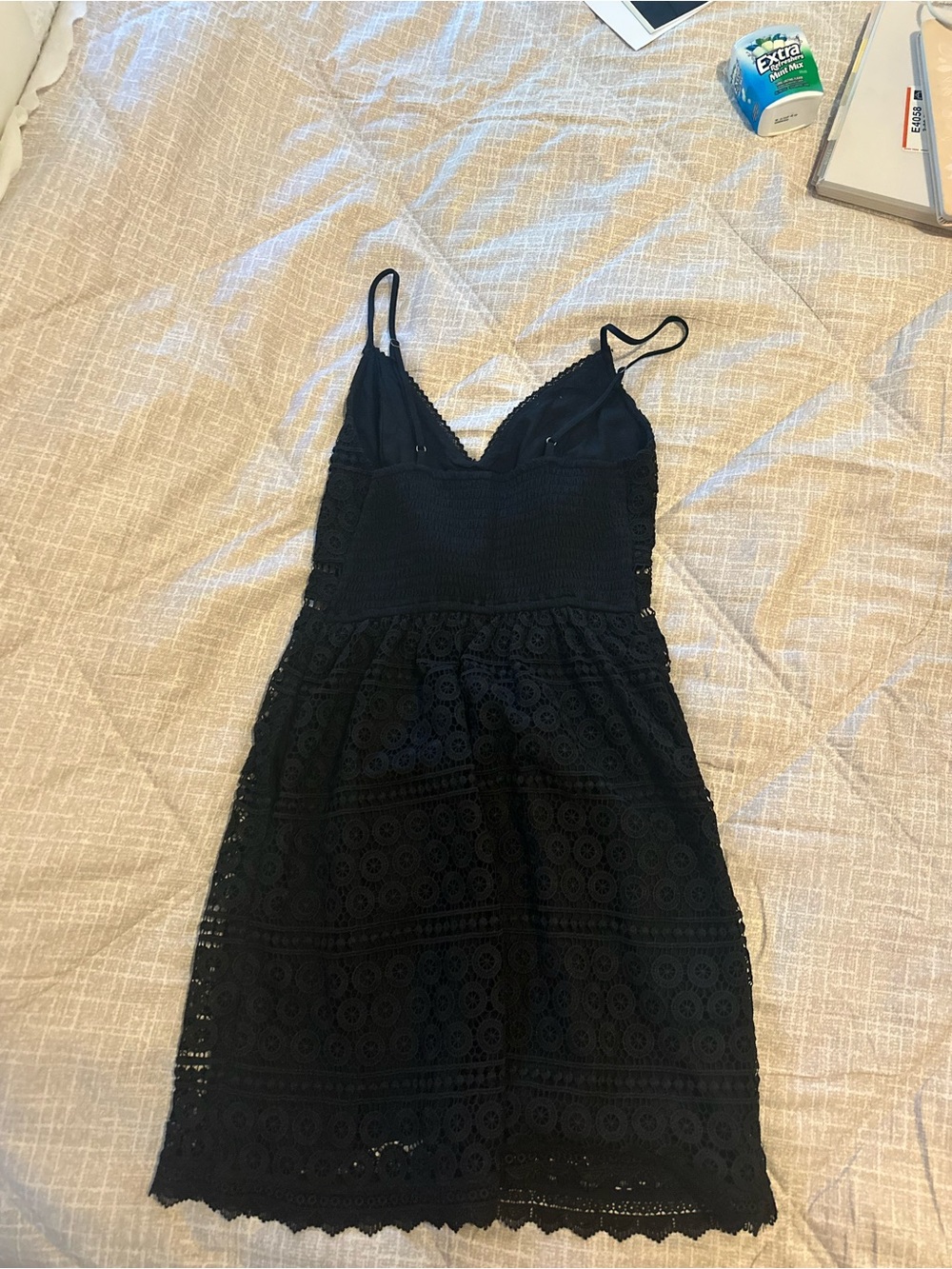 Abercrombie & Fitch Black Smocked Strap Dress